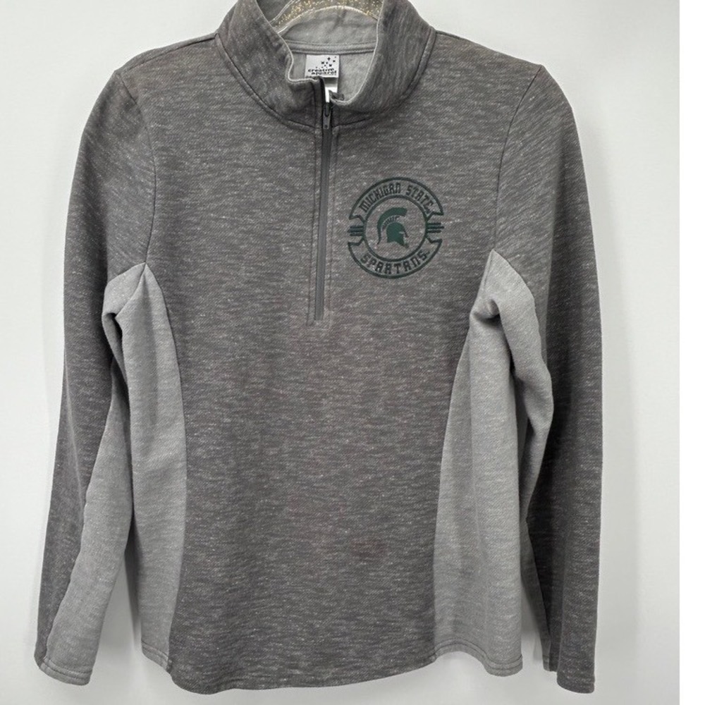 Michigan State Spartans Quarter Zip Pullover Womens Medium Gray Heather MSU NCAA